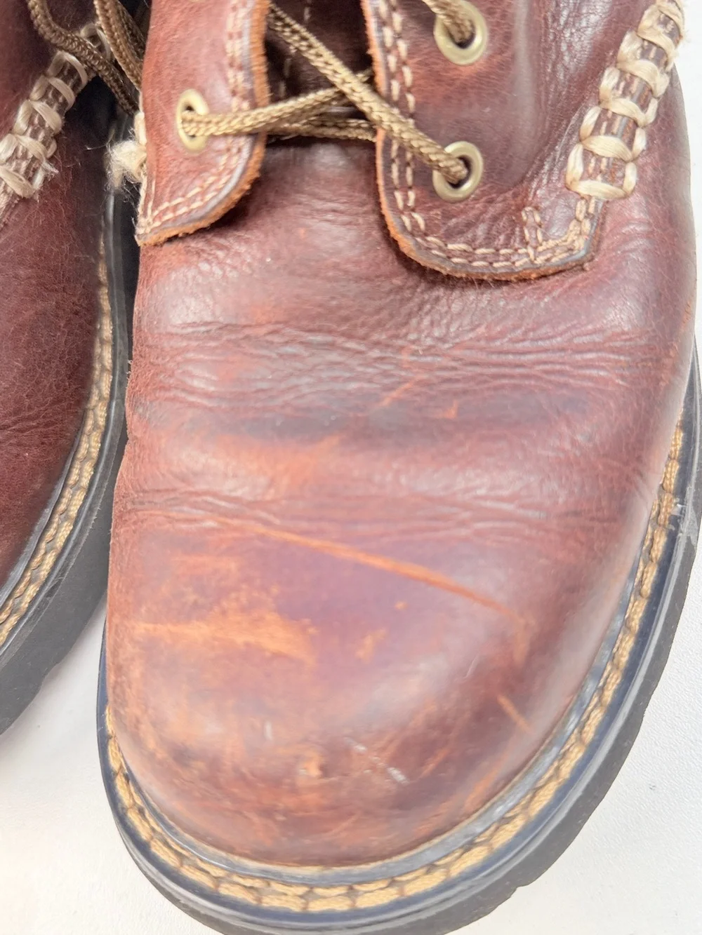 Ariat Mens 8.5 B Brown Leather Lace Up Ankle Work Boots Rugged Lug Sole